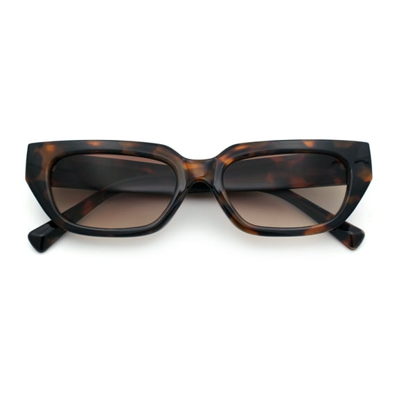 Womens Classic Mod Rectangular Cat Eye Plastic Fashion Sunglasses Tortoise - Brown