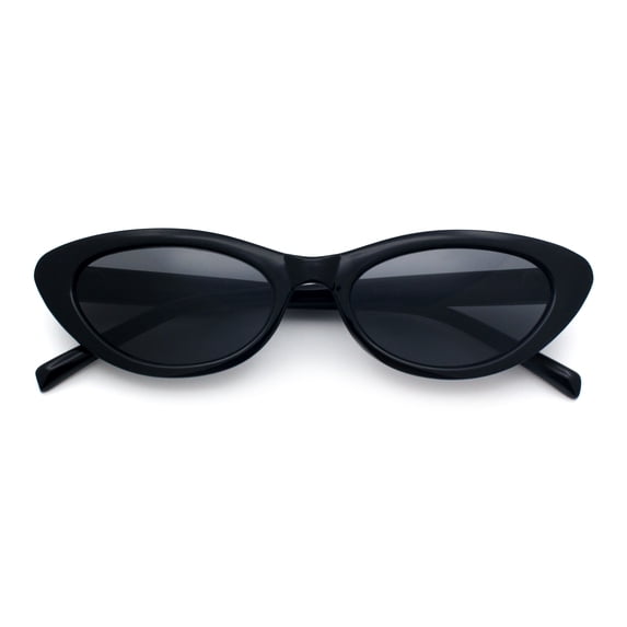 SA106 Womens Classic Mod Soft Cat Eye Plastic Sunglasses / Black Frame - Black Lens