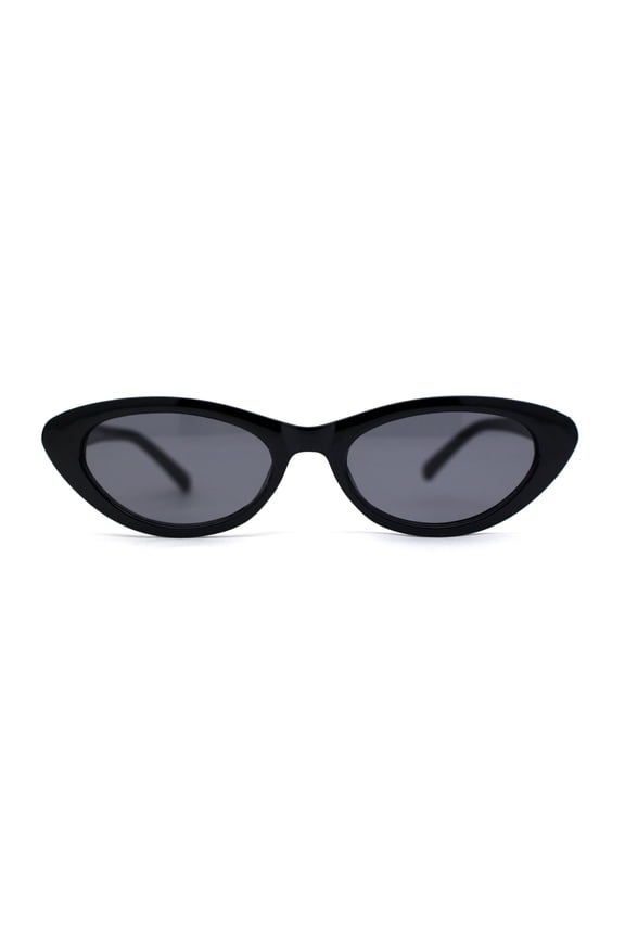 Womens Classic Mod Soft Cat Eye Plastic Sunglasses All Black