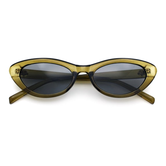 SA106 Womens Classic Mod Soft Cat Eye Plastic Sunglasses / Green Frame - Black Lens
