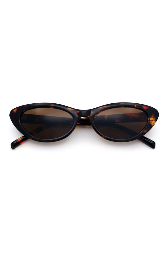 Womens Classic Mod Soft Cat Eye Plastic Sunglasses / Tortoise Frame - Brown Lens