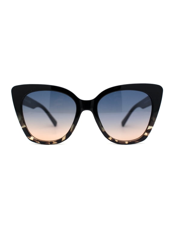 Womens Classic Oversized Cat Eye Gothic Plastic Sunglasses Black Tortoise Blue Peach