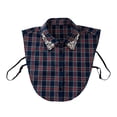 thumbnail image 1 of Womens Classic Plaid Collar With Rhinestones Detachable Collar Half Shirts Blouse False Collar Top for Women Outfits （Blue）, 1 of 3