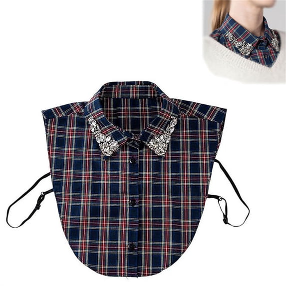 Womens Classic Plaid Fake Collar Detachable Dickey Collar Half Shirts Blouse False Collar Top for Women Outfits