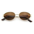 thumbnail image 1 of Womens Classic Retro Dad Fashion Oval Round Metal Rim Sunglasses Gold - Brown, 1 of 1