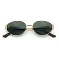 thumbnail image 1 of Womens Classic Retro Dad Fashion Oval Round Metal Rim Sunglasses Gold - Green, 1 of 8