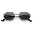 thumbnail image 1 of Womens Classic Retro Dad Fashion Oval Round Metal Rim Sunglasses Silver - Black, 1 of 8
