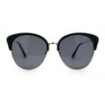 thumbnail image 1 of Womens Classic Retro Gothic Rounded Half Rim Cat Eye Black Gold Solid Black, 1 of 4