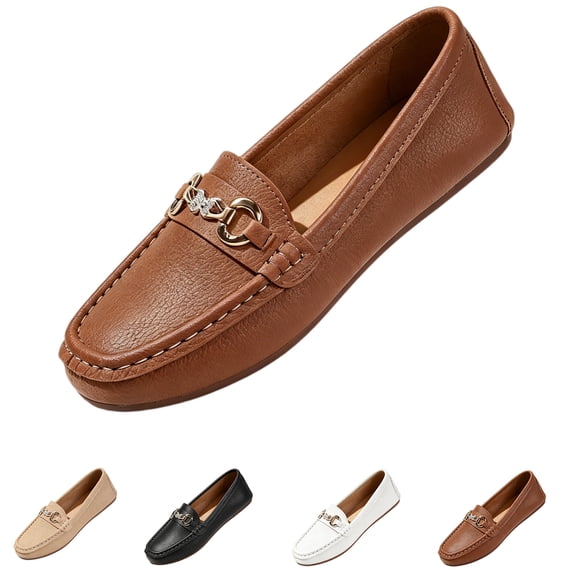 Womens Classic Slip On Loafer Flats Horsebit Decor Faux Leather Upper Non Slip Soft Sole for Office Work Commute Business Casual Daily Wear Shoes 43
