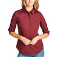 thumbnail image 1 of Womens Classic Solid 3/4 Sleeve Button Down Blouse Dress Shirt, 1 of 6
