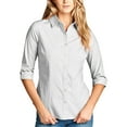 thumbnail image 1 of Womens Classic Solid 3/4 Sleeve Button Down Blouse Dress Shirt, 1 of 4