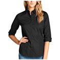 thumbnail image 1 of Womens Classic Solid 3/4 Sleeve Button Down Blouse Dress Shirt, 1 of 6