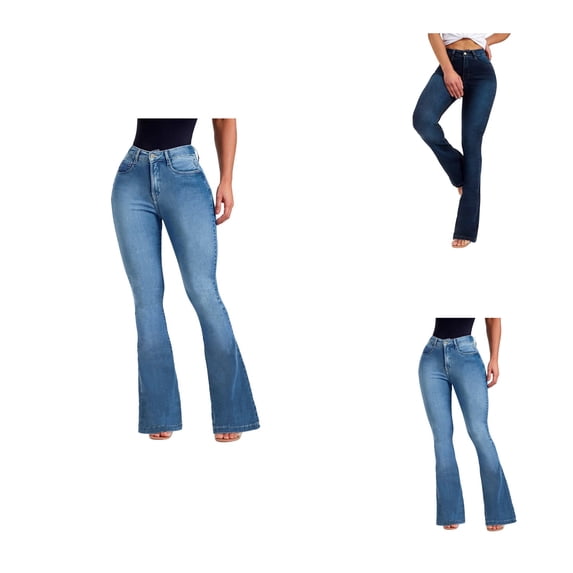 Womens Classic Stretch Skinny Jeans Mid Rise Shaping Denim Pants with Pockets, Casual Work Trousers (Pack of 2)
