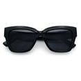 thumbnail image 1 of Womens Classic Understated Thick Horn Rim Designer Fashion Sunglasses All Black, 1 of 6
