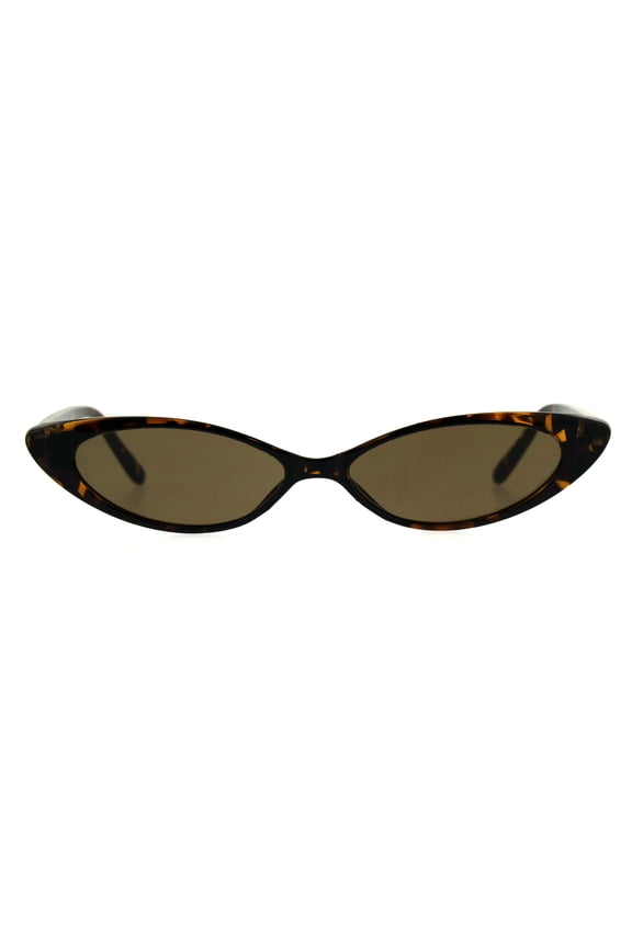 Womens Classic Vintage Narrow Goth Cat Eye Plastic Sunglasses Tortoise Brown