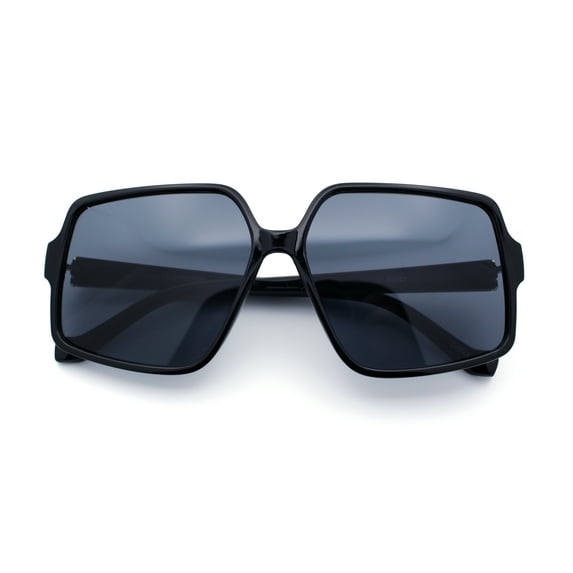 Womens Classical 90s Butterfly Designer Style Chic Thin Plastic Sunglasses All Black