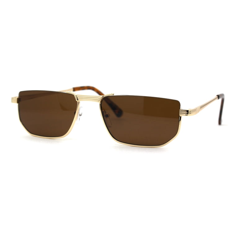 Womens Classy 90s Fashion Exposed Lens Rectangle Metal Rim 