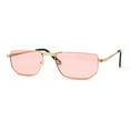 thumbnail image 1 of Womens Classy 90s Fashion Exposed Lens Rectangle Metal Rim Sunglasses Gold Pink, 1 of 4