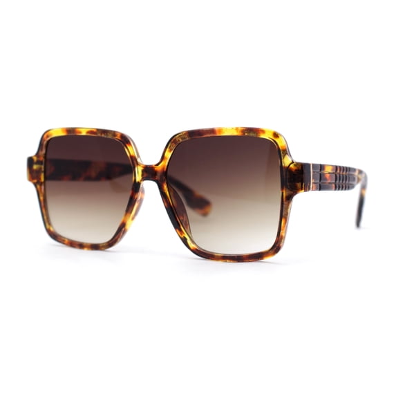 Womens Classy 90s Oversize Rectangle Designer Fashion Sunglasses Tortoise Brown