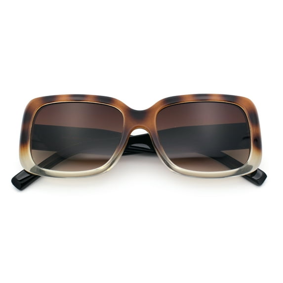 Womens Classy 90s Styling Chic Rectangle Designer Fashion Plastic Sunglasses Brown Tortoise - Brown