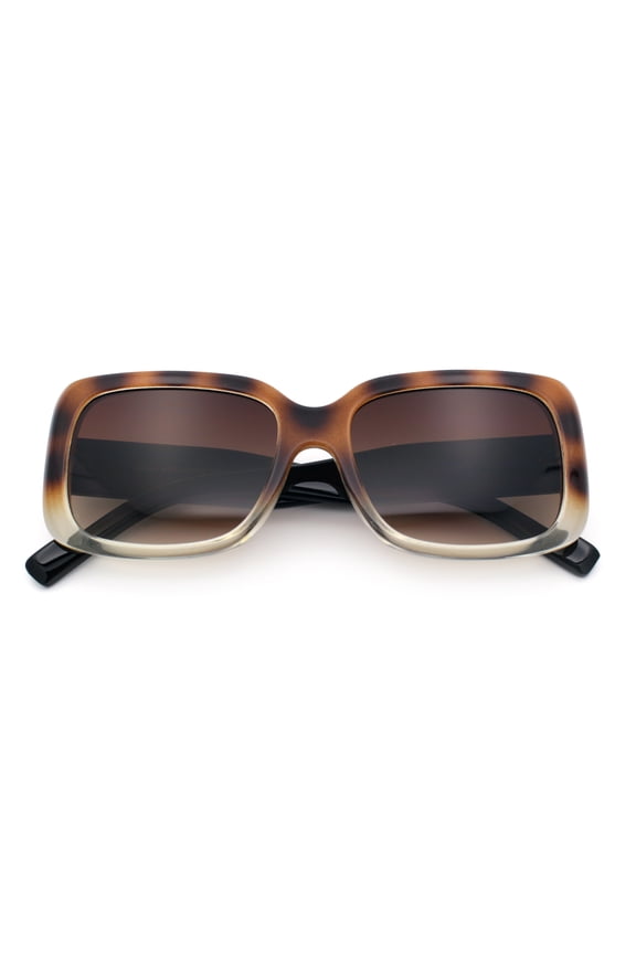 Womens Classy 90s Styling Chic Rectangle Designer Fashion Plastic Sunglasses Brown Tortoise - Brown