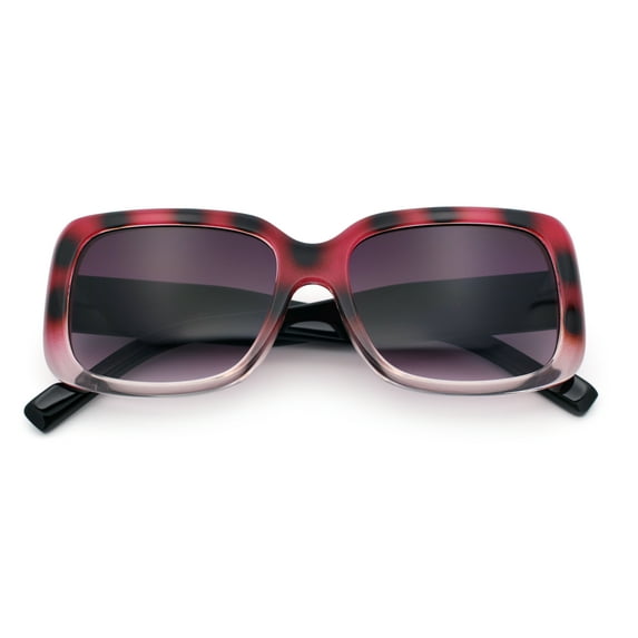 Womens Classy 90s Styling Chic Rectangle Designer Fashion Plastic Sunglasses Red Tortoise - Purple