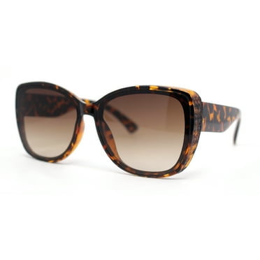 Womens Classy Elegant Chic Inset Lens Butterfly Plastic Sunglasses Tortoise - Brown