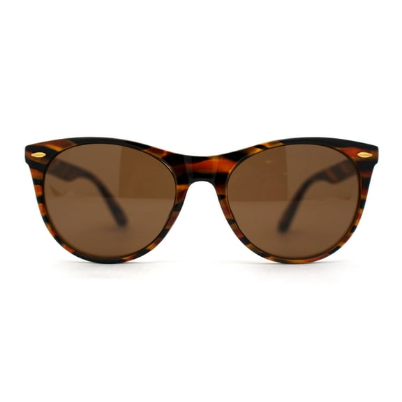 Womens Classy Iconic Boyfriend Style Horn Rim Sunglasses Tiger Pattern Brown