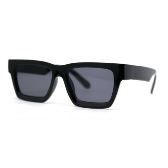 Womens Classy Mod Horn Rim Plastic Fashion Chic Sunglasses All Black