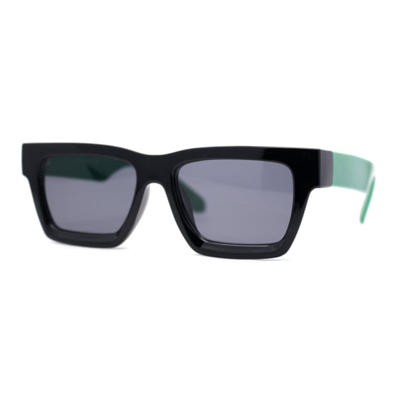 Womens Classy Mod Horn Rim Plastic Fashion Chic Sunglasses Black Green - Black