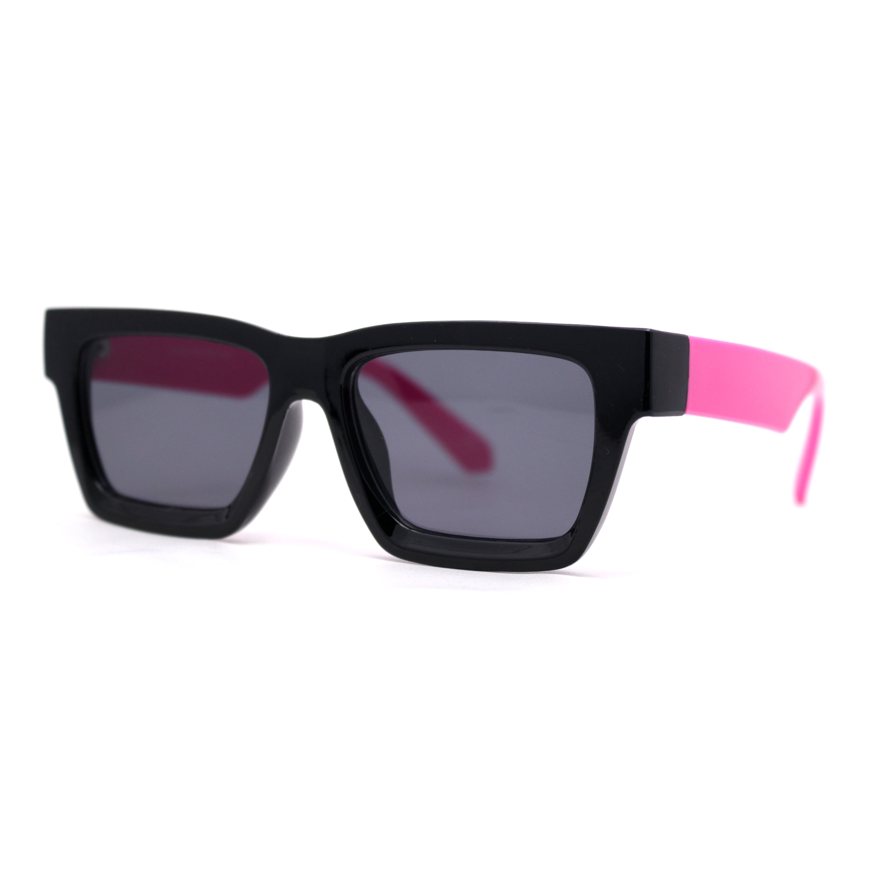 Chic Black and Pink Women\'s Sunglasses Pink Floral/Black Thick Geek-Chic Geometric Tinted  main image 2