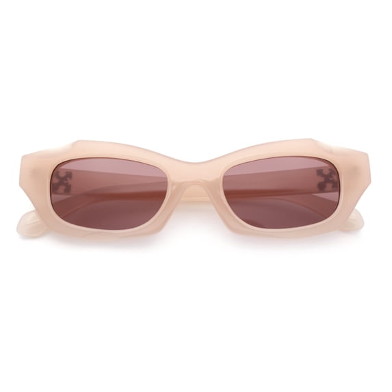 Womens Classy Mod Oval Rectangle Plastic Chic Fashion Sunglasses Peach - Brown