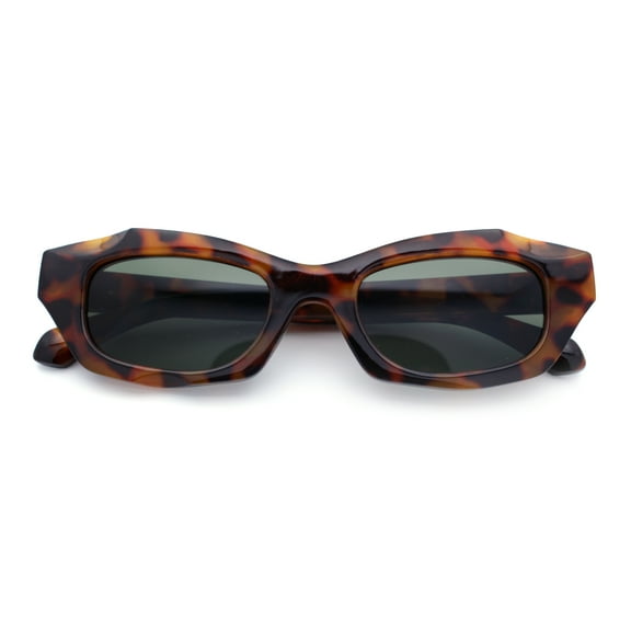 Womens Classy Mod Oval Rectangle Plastic Chic Fashion Sunglasses Tortoise - Green