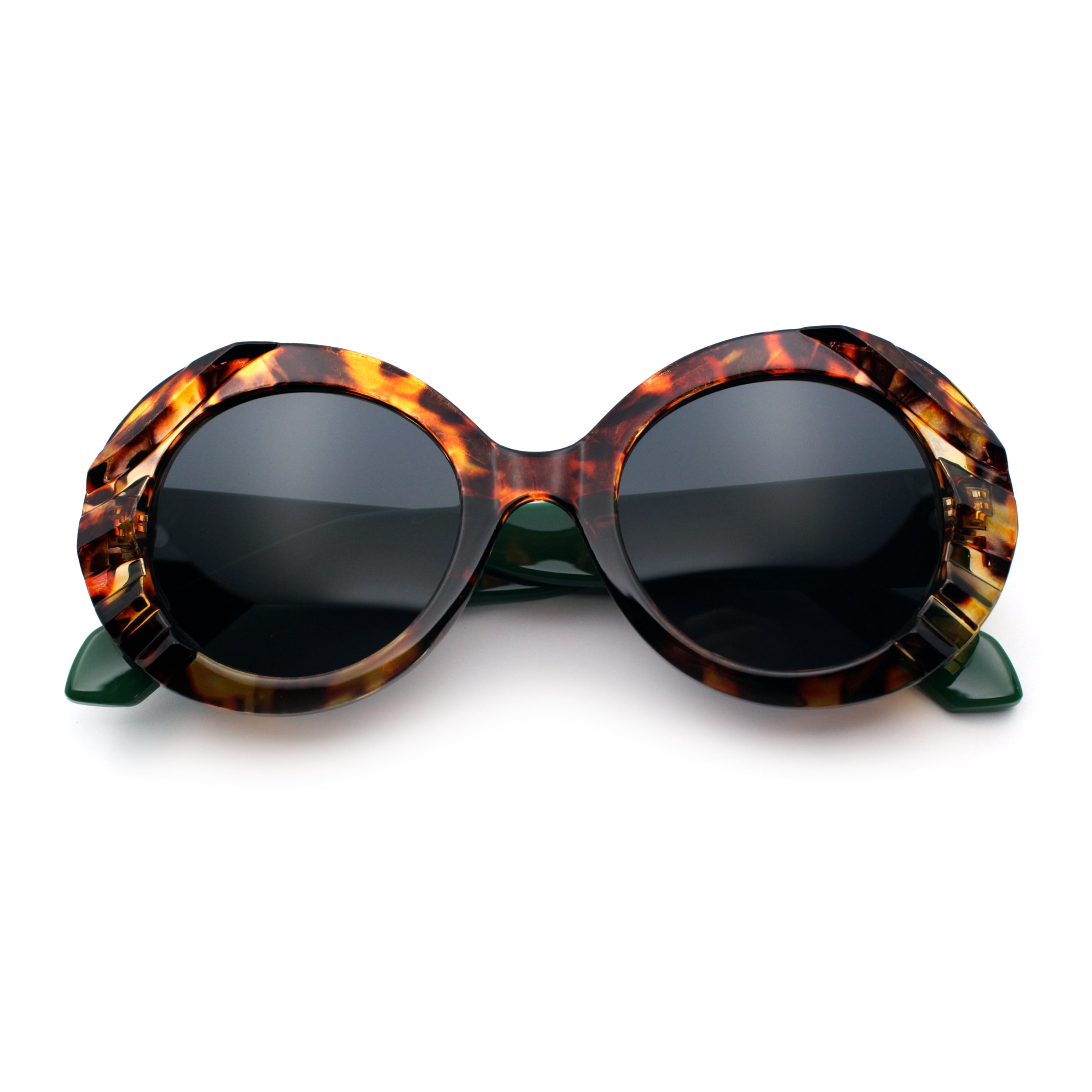 Round Retro Sunglasses - Black & Tortoiseshell Retro Round Sunglasses - Tortoiseshell main image 2
