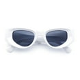 thumbnail image 1 of Womens Classy Mod Thick Plastic Triangular Cat Eye Rectangle Sunglasses White - Black, 1 of 8