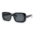 thumbnail image 1 of Womens Classy Narrow Rounded Rectangle Rimless Glitter Plastic Sunglasses Black Pink - Black, 1 of 4