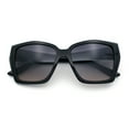 thumbnail image 1 of Womens Classy Oversized Squared Beveled Cut Cat Eye Fashion Sunglasses [Black - Black Brown], 1 of 1