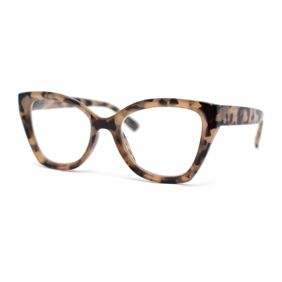 Womens Classy Oversized Thick Plastic Cat Eye Reading Glasses Tortoise +4.00