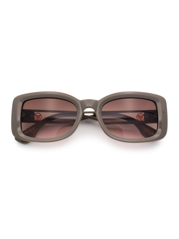 Womens Classy Rectangle Retro Mod Designer Fashion Luxe Sunglasses Beige - Brown