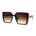 thumbnail image 1 of Womens Classy Rimless Plastic Squared Butterfly Diva Sunglasses All Brown, 1 of 4