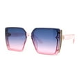 thumbnail image 1 of Womens Classy Rimless Plastic Squared Butterfly Diva Sunglasses Pink - Blue Pink, 1 of 1