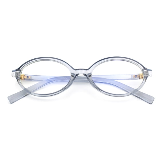 Womens Classy Round Oval Plastic Blue Light Filtering Computer Glasses Slate