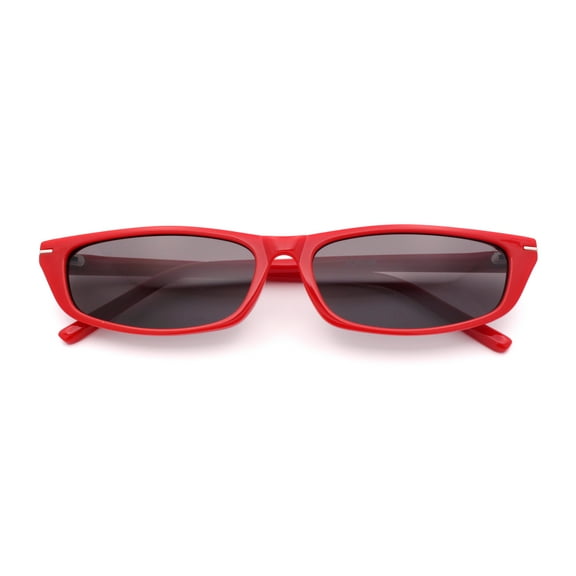 Womens Classy Think Plastic Narrow Rectangle Cat Eye Mod Fashion Sunglasses Red - Black
