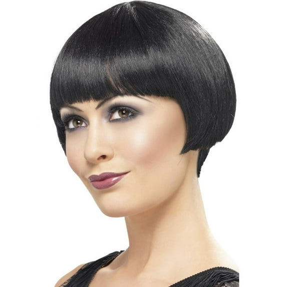 Womens Clean Cut Black Short Bob Wig Costume Accessory