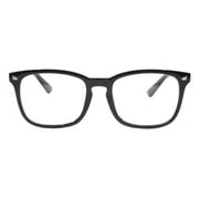 نظارات نسائية ذات عدسات شفافة بإطار ثقب المفتاح المستطيل UV 400 أسود 