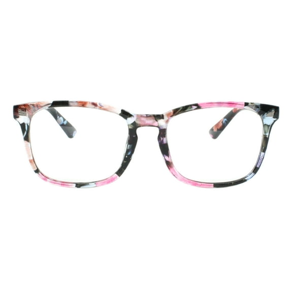 Womens Clear Lens Fashion Glasses Rectangular Keyhole Frame UV 400 Floral