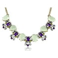 thumbnail image 1 of Womens Clear Purple Rhinestones Mint Green Gemstone Chunky Statement Necklace, 1 of 4