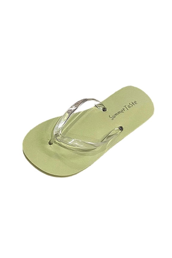 Womens Clear Strap Flip Flops Thong Sandals - EVA Lightweight Comfortable Non Slip Arch Support Summer Beach Pool Shoes Green,Size 7.5