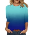 thumbnail image 1 of Womens Clearance under $10 2025 Clearance! asdoklhq Long Sleeve T Shirts for Women,Women's Printed Mid-length 3/4 Sleeves Round Neck Casual Tops T-shirt, 1 of 5