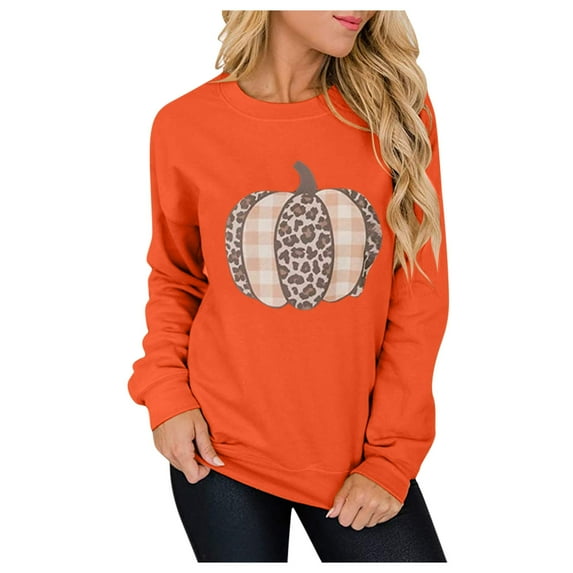 Womens under $10 2026 ! asdoklhq Womens Halloween Clothes Plus Size,WomenWomen's Print Long-sleeved Sweatshirt Casual Blouse Pullover